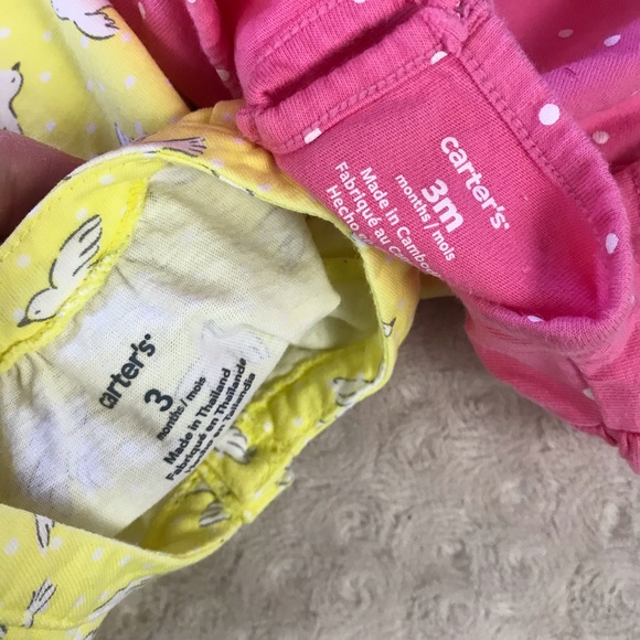 Carter’s Baby Girl Tops Bundle Size 3 Months Unicorn Bird Print Yellow Pink - Picture 4 of 4